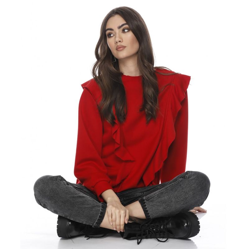 Thara Red Cotton Sweatshirt image