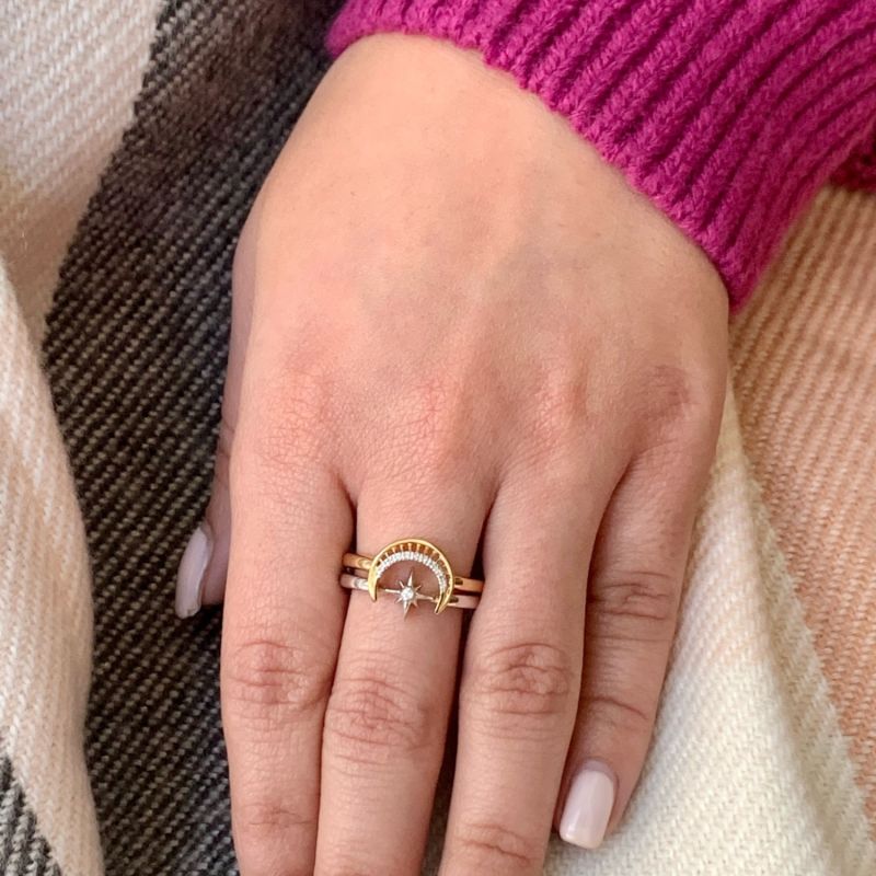 Nighttime Lovers Detachable Two-Tone Ring In 14 Kt Gold Vermeil On Sterling Silver image