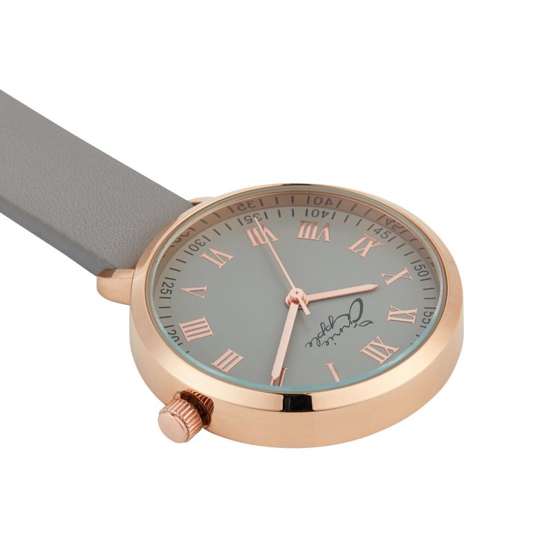 Annie Apple Meraki Rose Gold Grey Leather Nurse Fob image