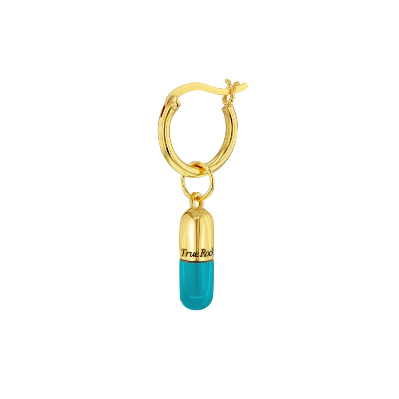 Turquoise Enamel & Gold Plated Mini Pill Pendant image