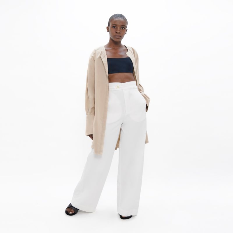 Florence Organic Cotton Twill Pants In White Dove image