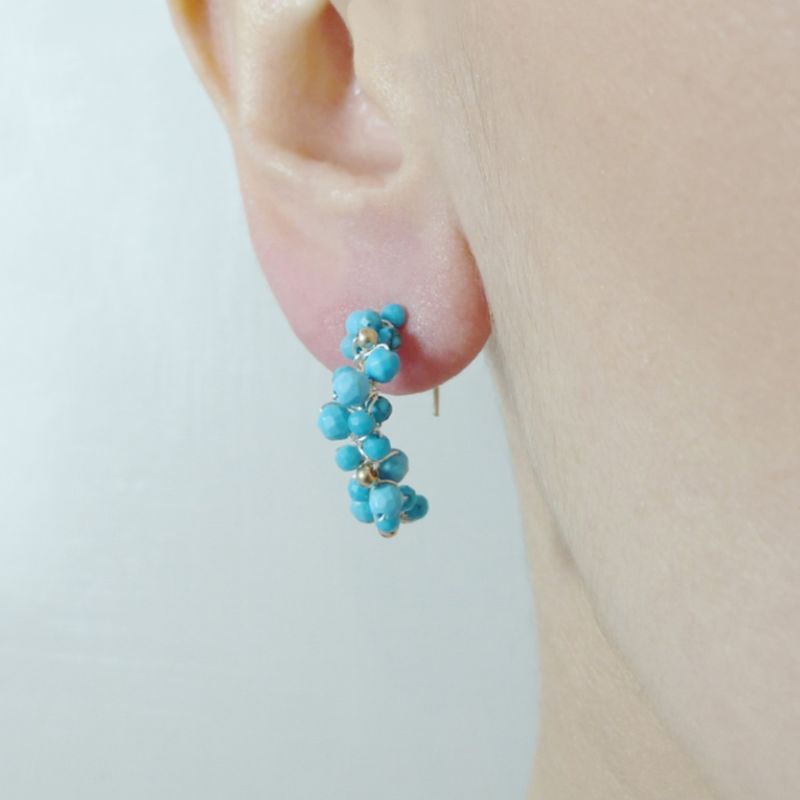 Clustered Turquoise Hoop Earrings image