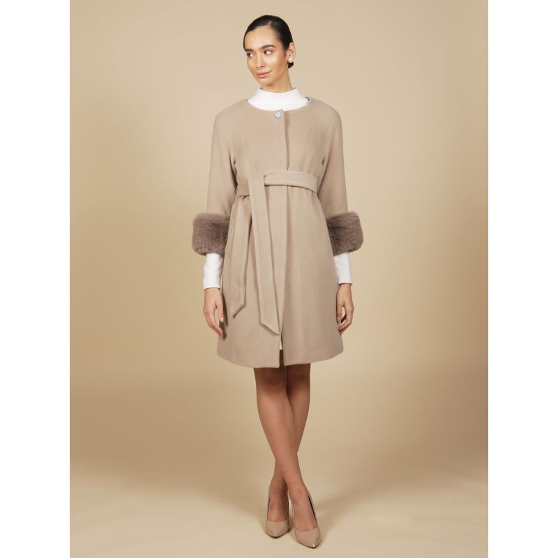 'Madame De Pompadour' 100% Italian Cashmere & Virgin Wool Coat In Grigio image
