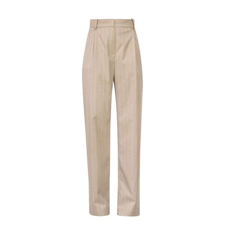 Pleated Pinstripe Wide-Leg Pants image