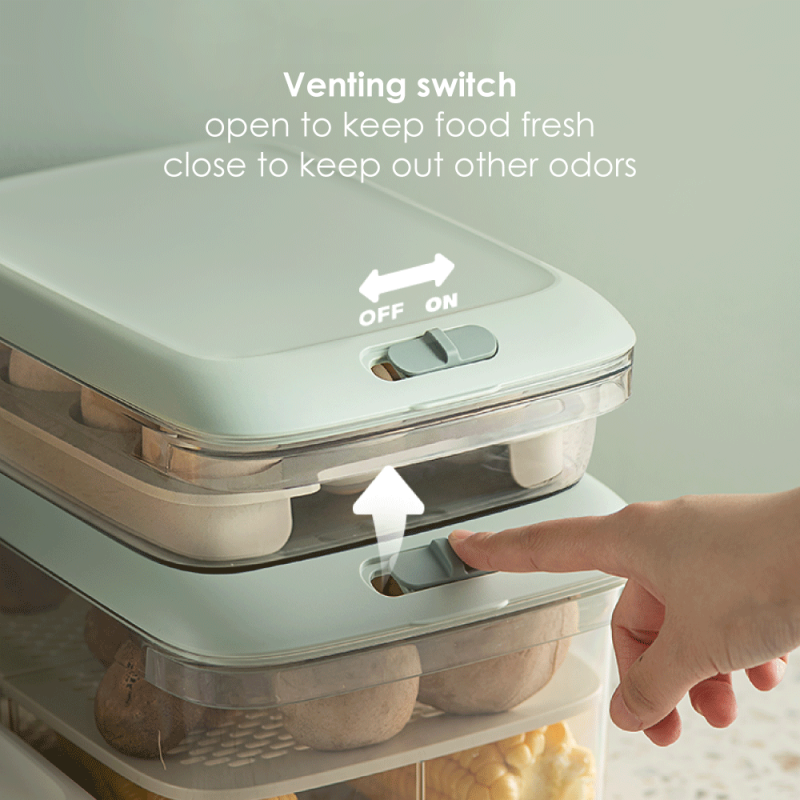 Stacking Freezer Container With Flexible Divider Refrigerator/Fridge Organization Double Layer