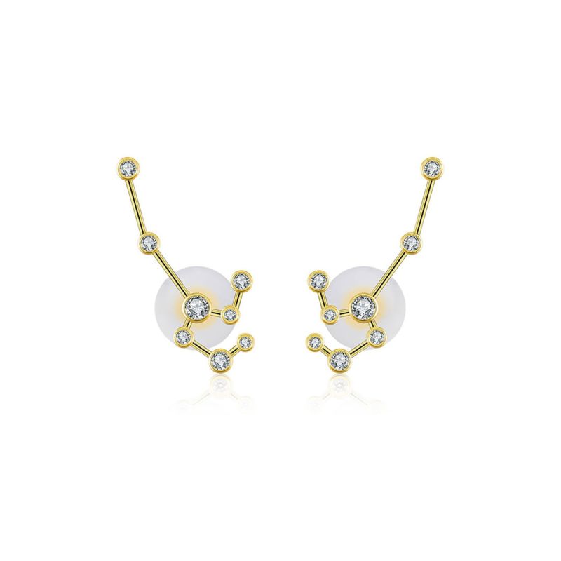 Leo Zodiac Constellation Earring 18K Yellow Gold & Diamond image