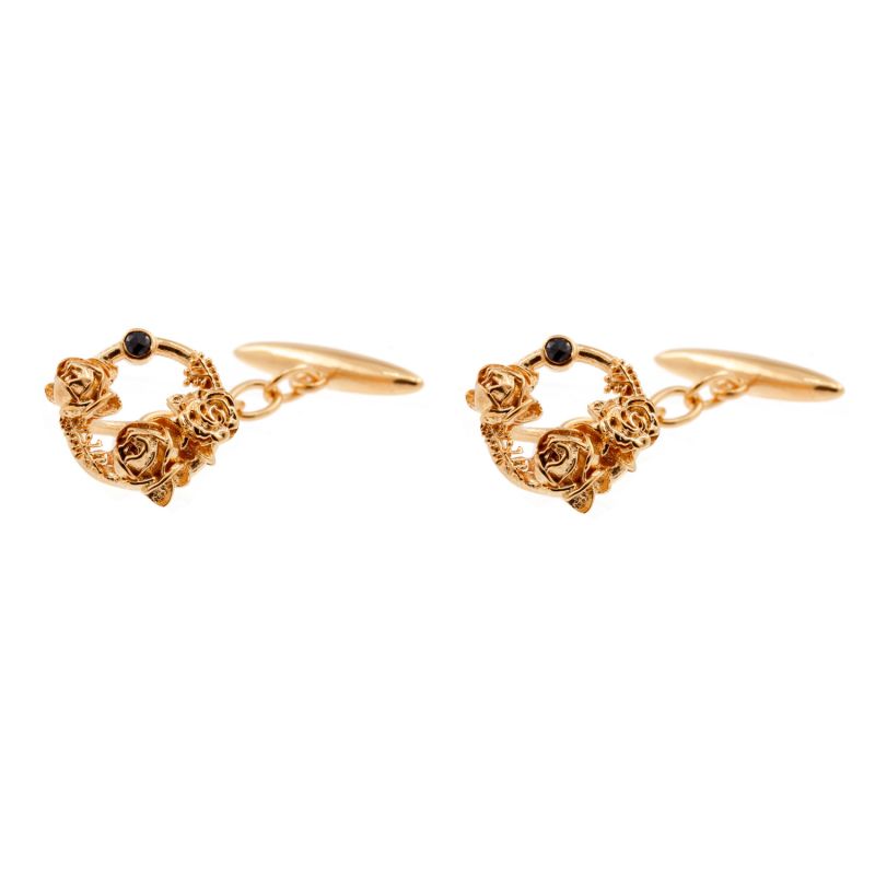 Black Diamond Rose Halo Cufflinks Rose Gold image