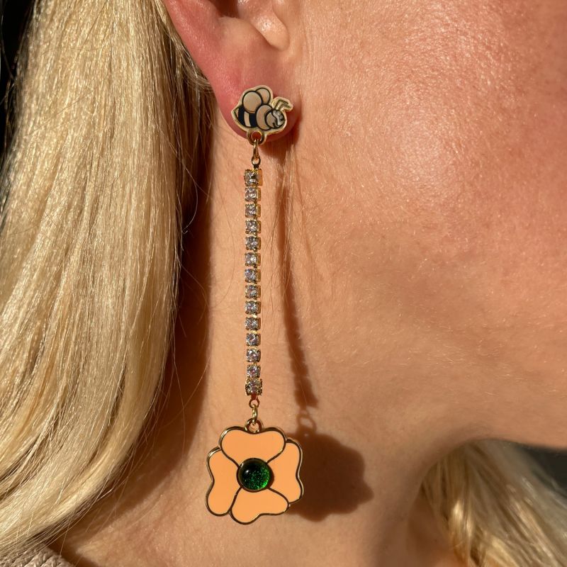 Flower Bee Statement Earrings image