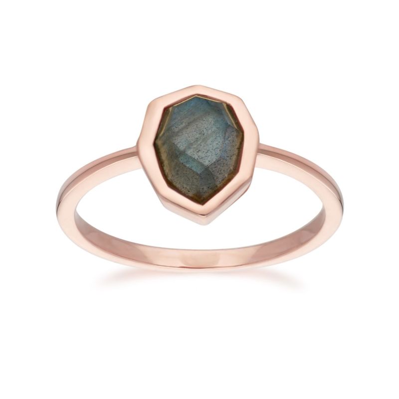 Irregular Labradorite Ring In Rose Gold Plated Silver image