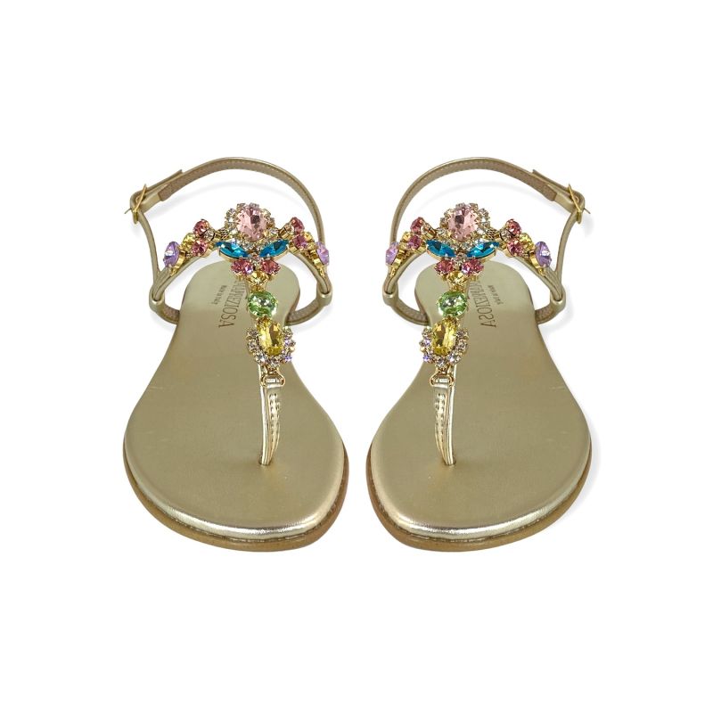 Lucrezia Flat Sandal With Multicolor Crystals image