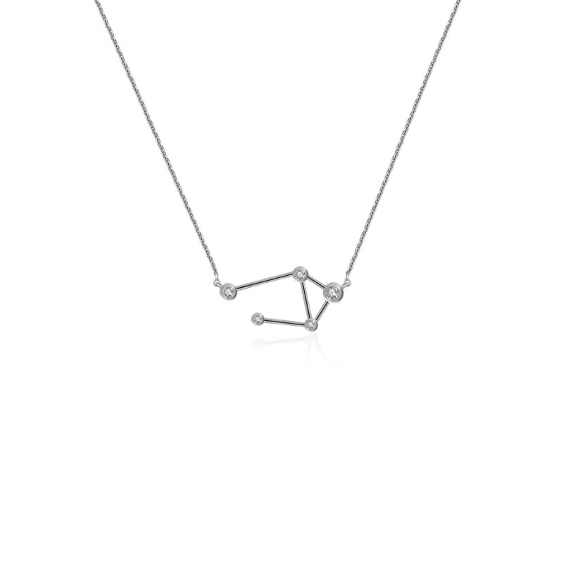 Libra Zodiac Constellation Necklace 18K White Gold & Diamond image