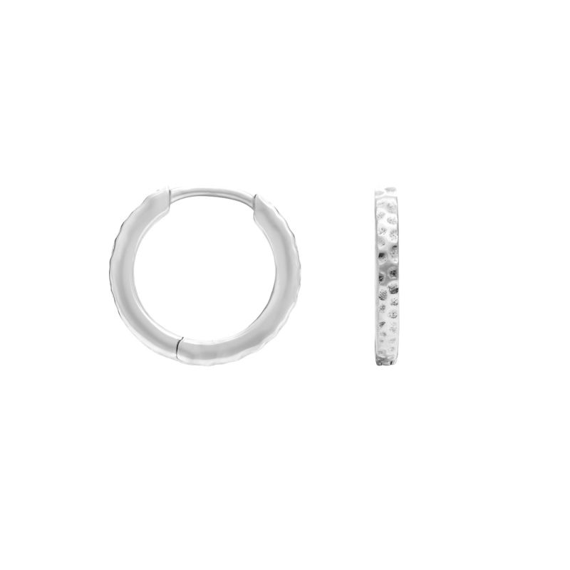 Silver Hammered Huggie Hoops image