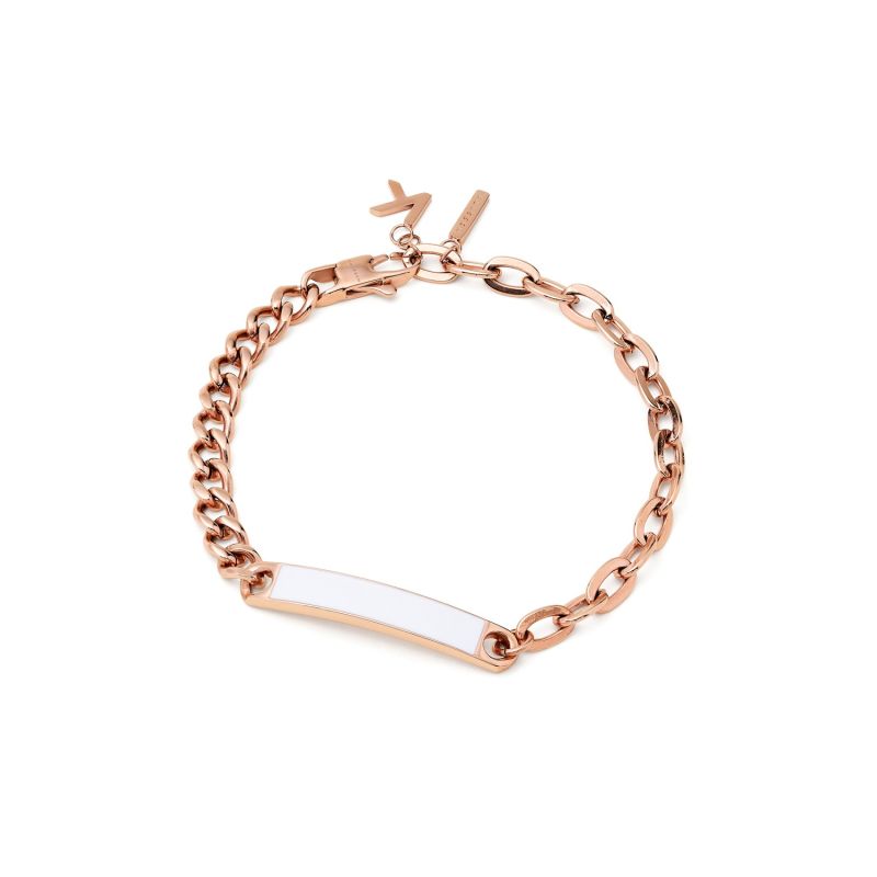 Duality Chain2Chain Bracelet - Rose Gold & White Enamel image