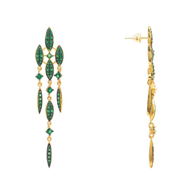 Valencia Statement Drop Earring Emerald Green Cz Gold image