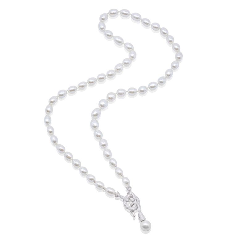 Hooked Pearl Necklace with Zirconia image