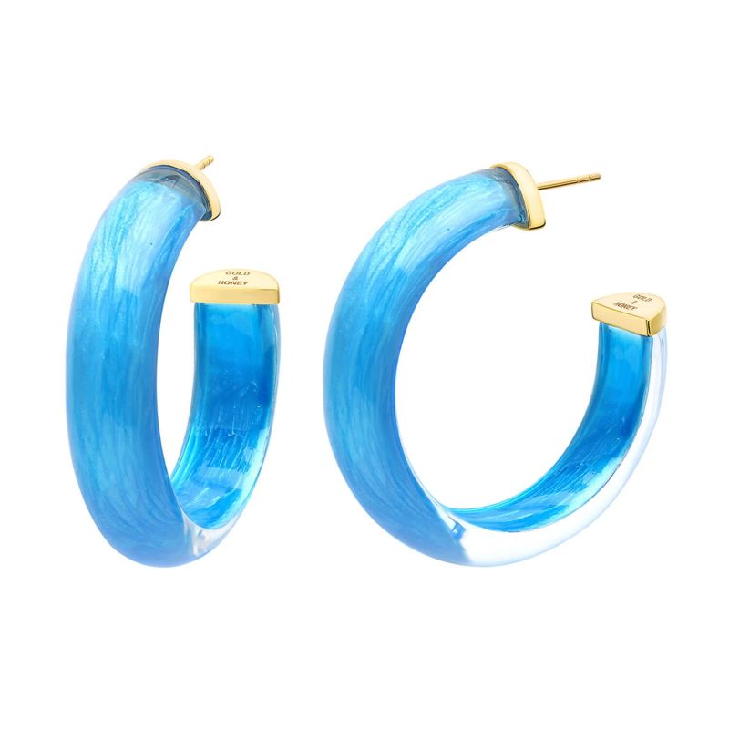 Medium Illusion Lucite Hoops In Lapis image