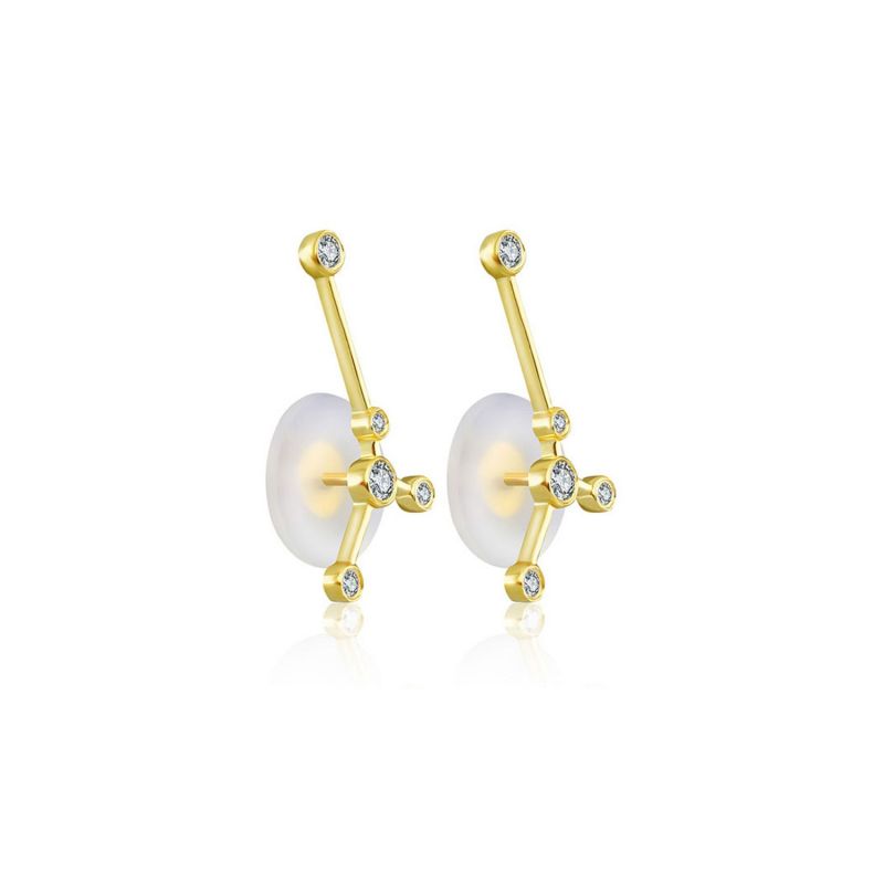 Cancer Zodiac Constellation Earring 18K Yellow Gold & Diamond image