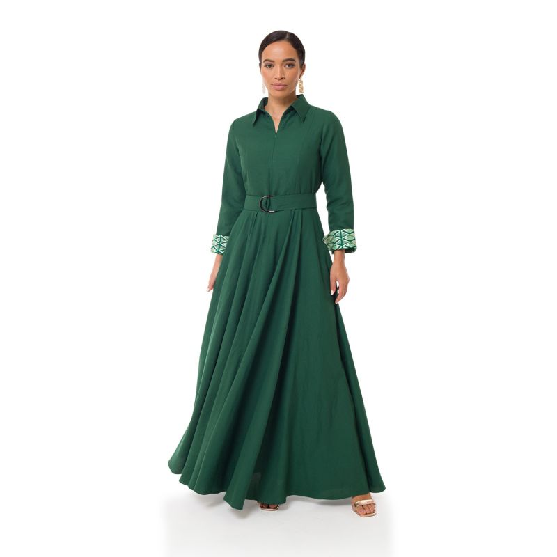 Winnie Maxi Linen Dress - Green image