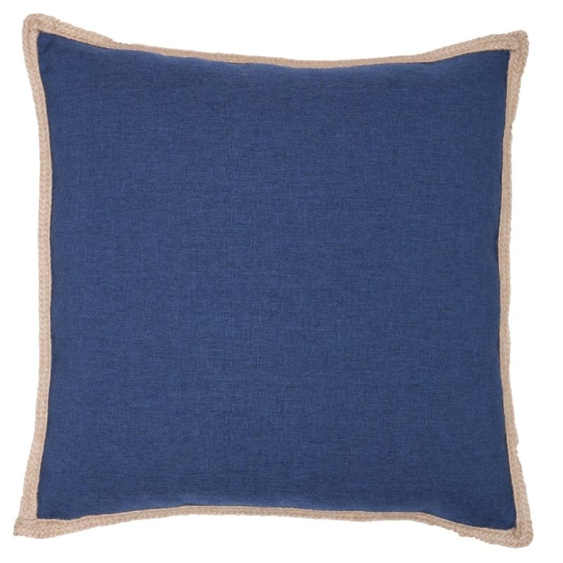 Rustic Navy Blue Cushion With Jute Piping 22 Maggio Istanbul Wolf