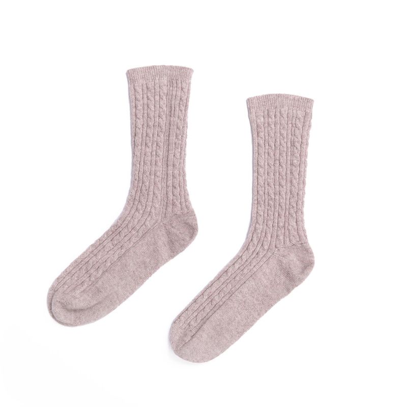 Cable Cashmere Socks - Neutrals image