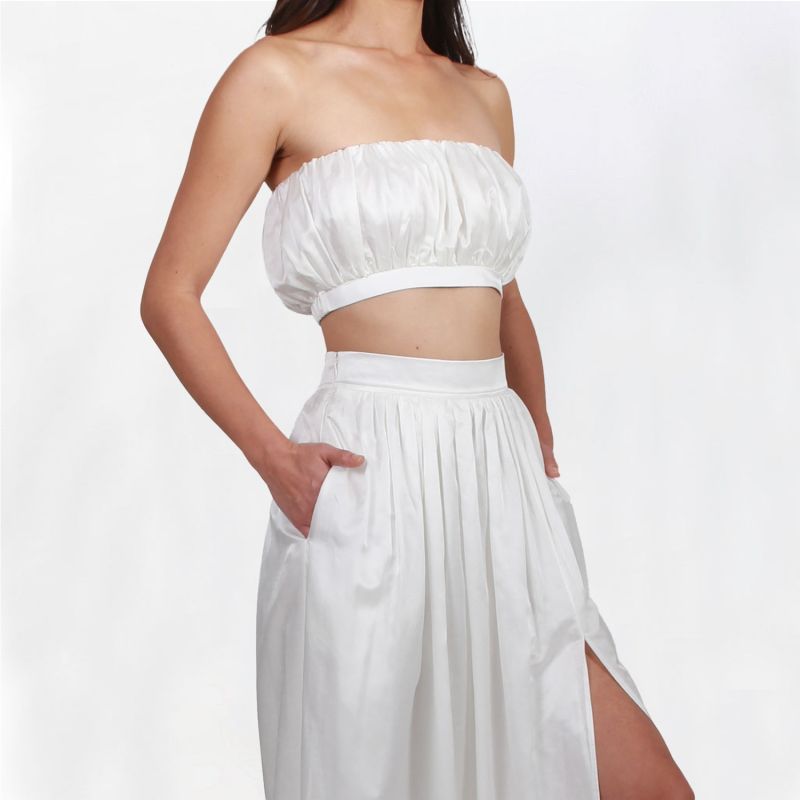 Isabelle Cotton And Silk-Blend Ruched Bandeau Top image