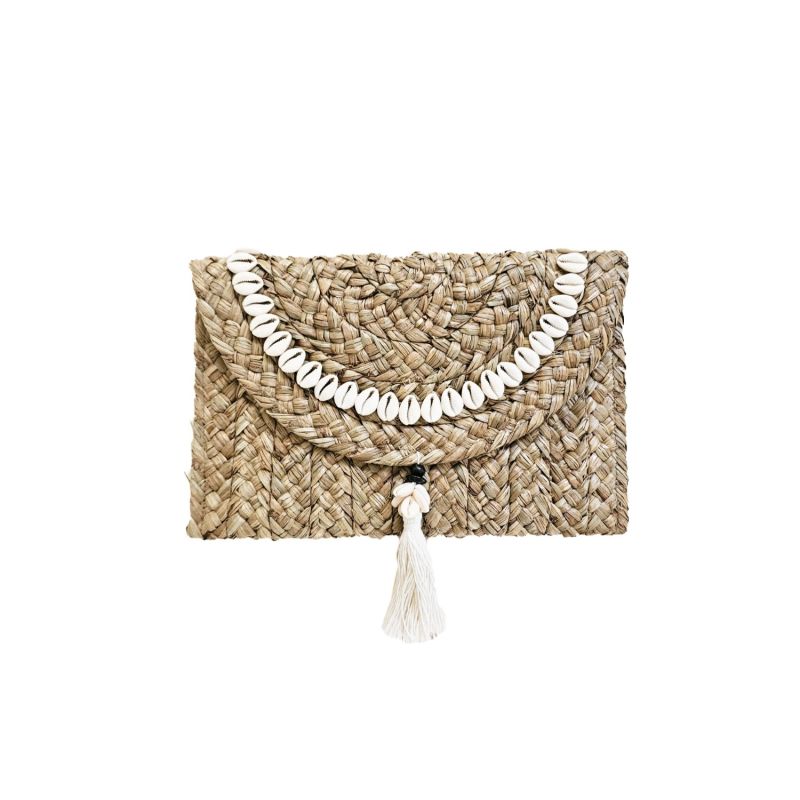 Xena Straw And Shell Clutch image