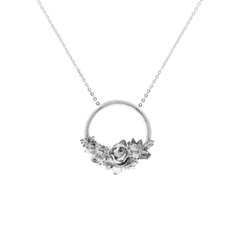 Rose Halo Necklace - Silver image