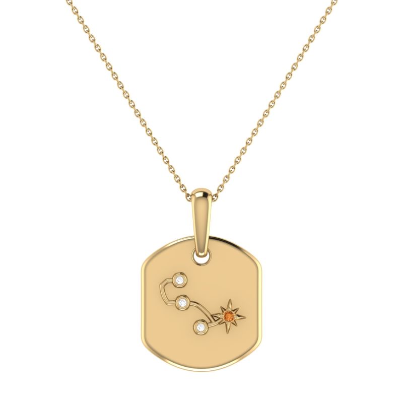 Scorpio Constellation Tag Pendant Necklace In 14 Kt Yellow Gold Vermeil image