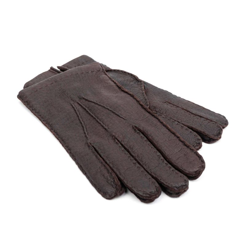 Handmade Peccary Leather Gloves Brown Adriano image