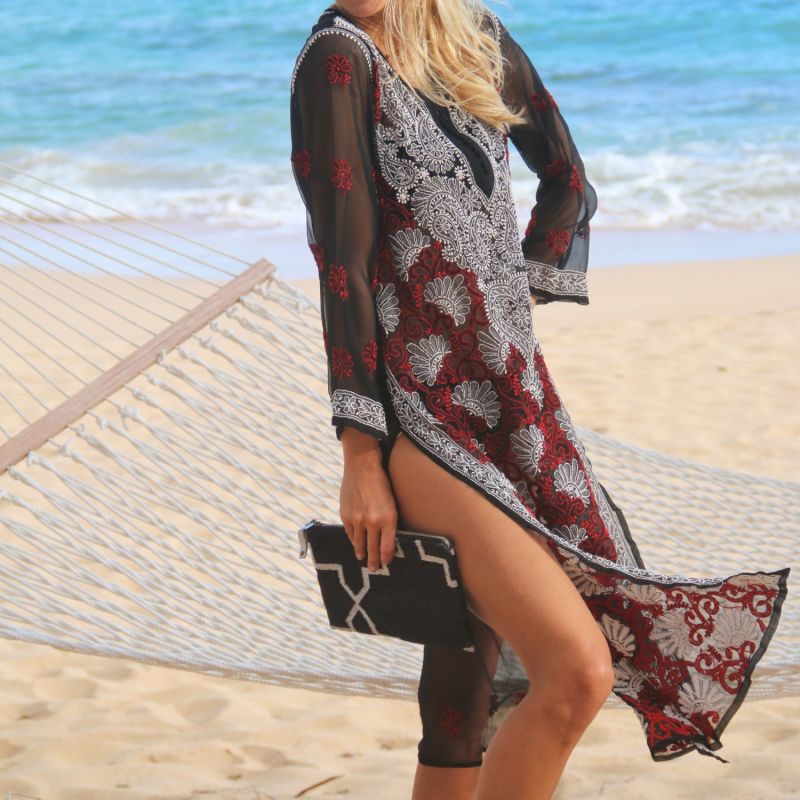 Onyx & Red Georgette Kaftan image