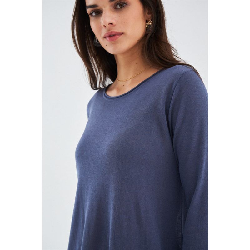 Fine Chiffon Hem Summer Knit Dress - Blue Grey image