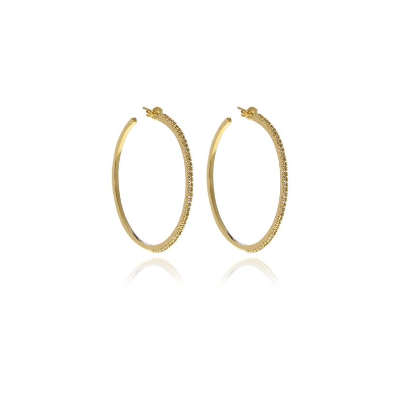 Gold Signature Hoops Diamond Cut Earrings image