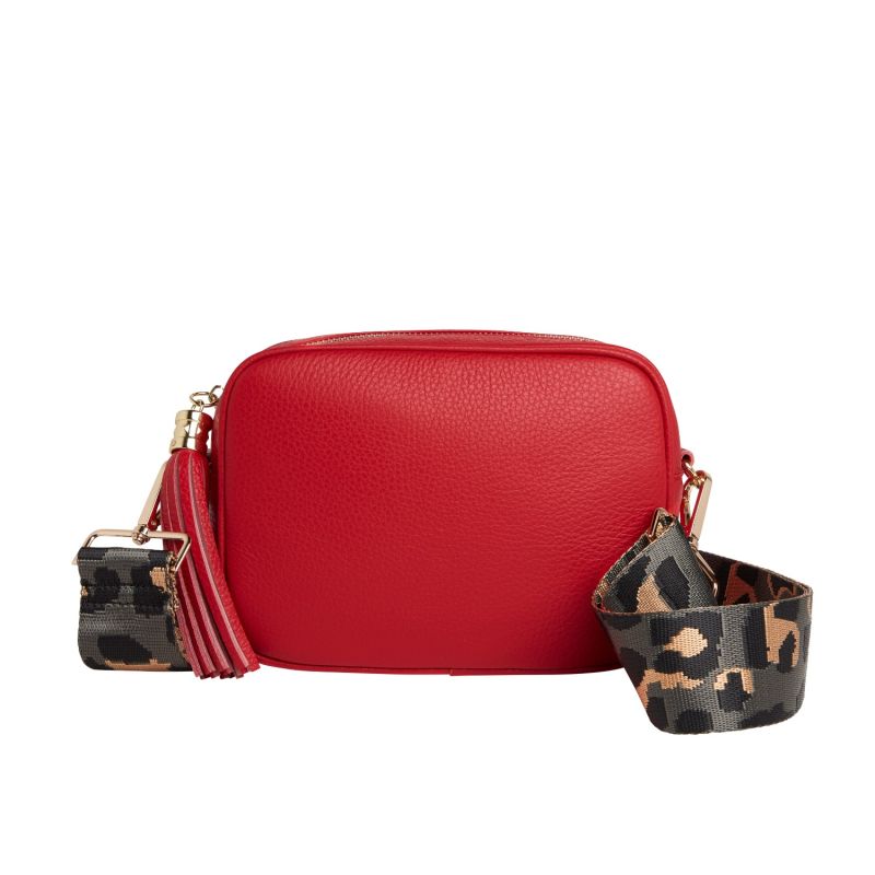 Verona Crossbody Red Tassel Bag With Dark Leopard Strap image