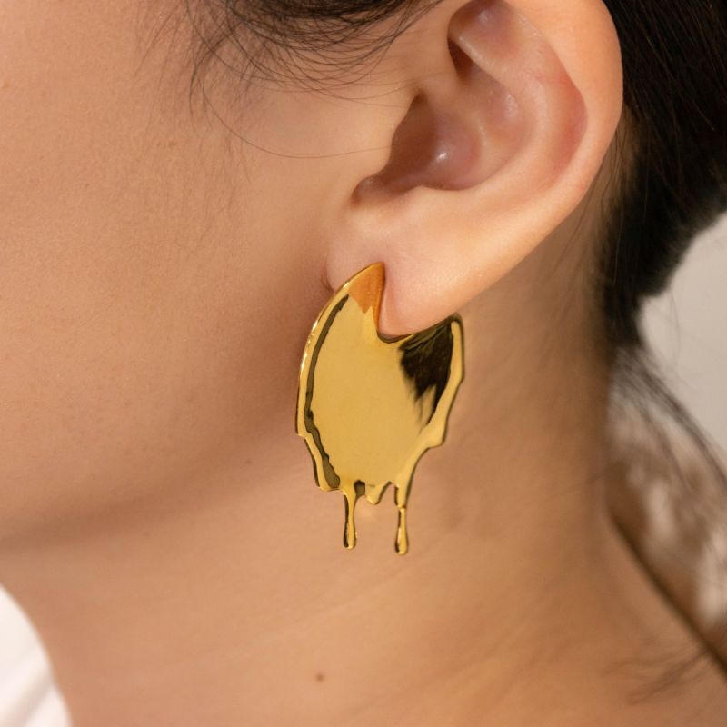 Dripping Disk Gold Vermeil Earrings image