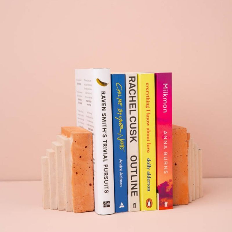 Concrete Book Ends - Blush Pink, Charcoal & White image