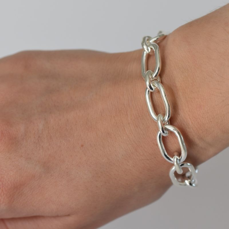 Double Link Silver Chain Bracelet image