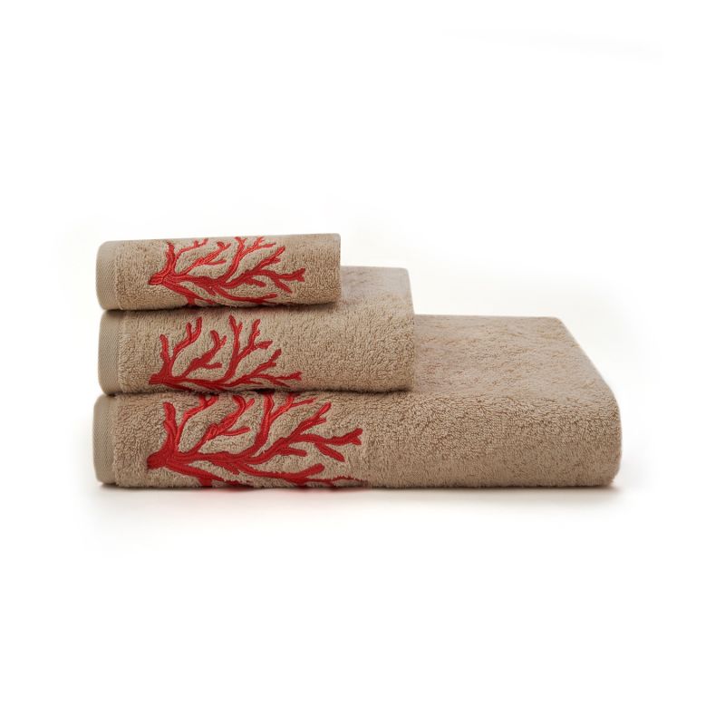 Red Coral Embroidered Bath Towel image