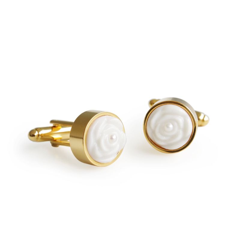 Porcelain Rose With Pearl Cufflinks image