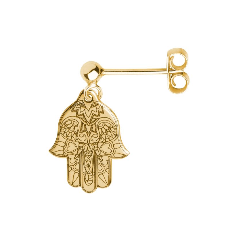 Gold Hamsa Hand Single Short Drop Earring image