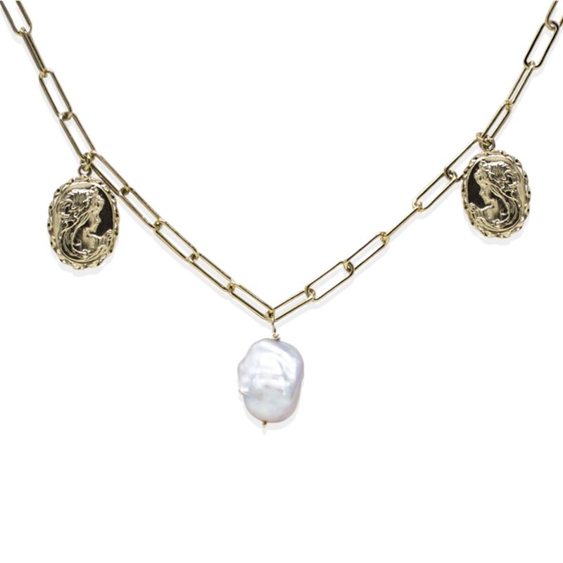 Beatrice Gold-Plated And Baroque Pearl Necklace image