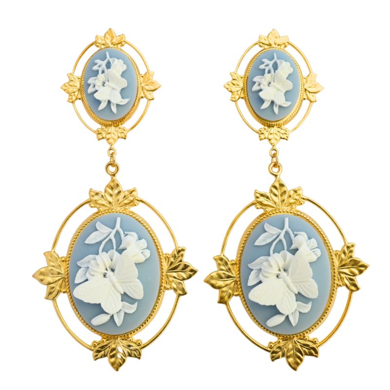 Xl Cameo Drop Earrings In Light Blue image