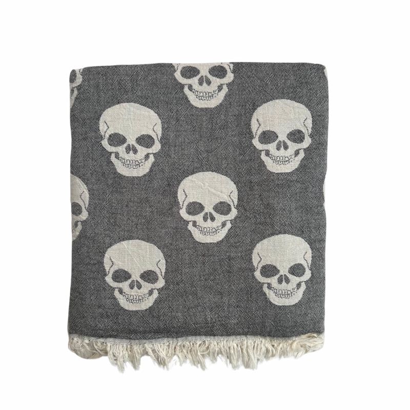 Large Skull Hammam Towel - Charcoal image