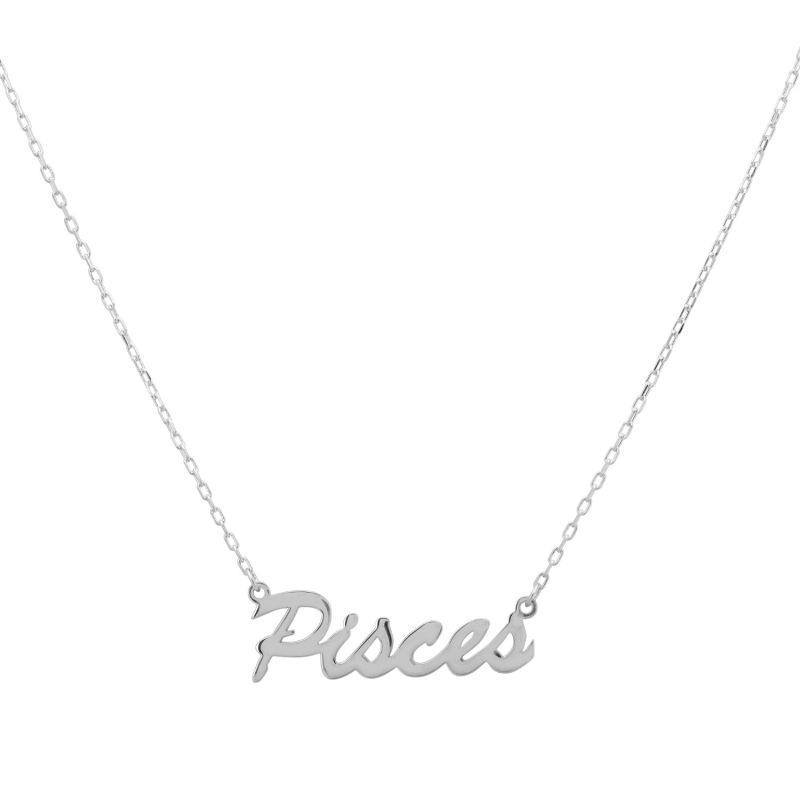 Zodiac Star Sign Name Necklace Silver Pisces image