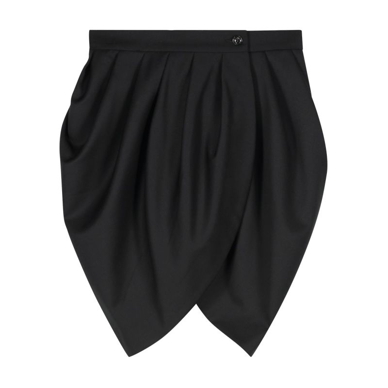 Iconic Black Gabardine Draped Skirt image