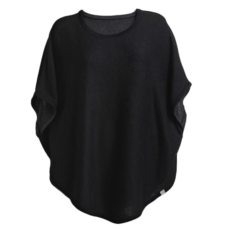 Flora Cotton Cashmere Reversible Poncho Black & Charcoal image