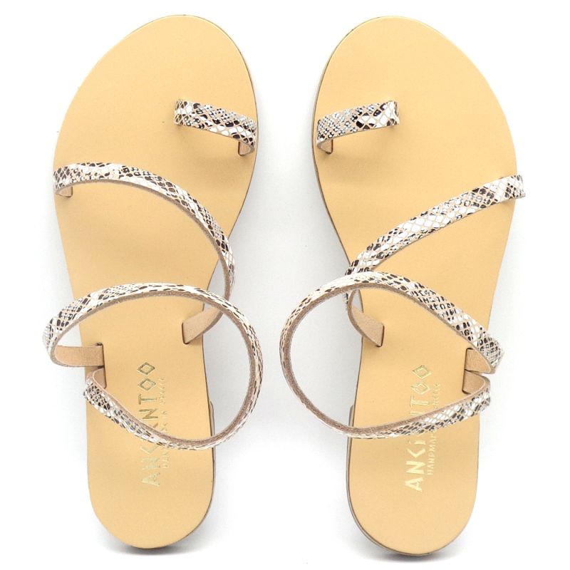 Toe Ring Sandals Mania White Boa Print image