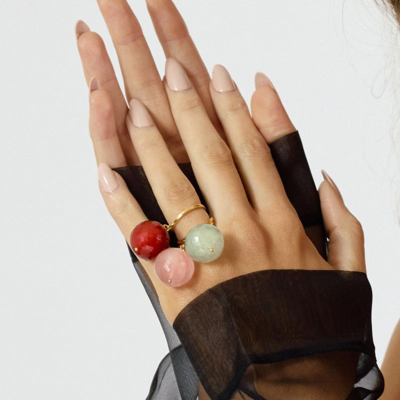 Bubble Red Onyx Gold Ring - Gold, Red image