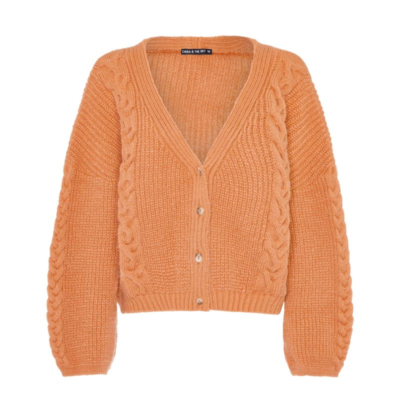 Sienna Cable Short Co-Ord Cardigan Apricot image