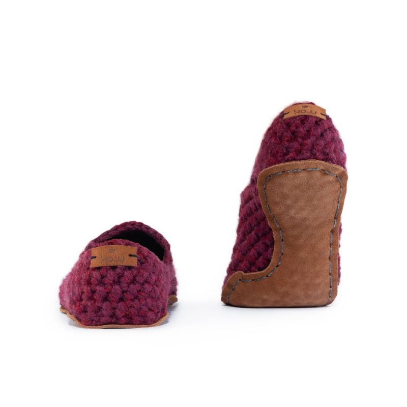 Handmade Bamboo Wool Slippers In Mulberry Red image