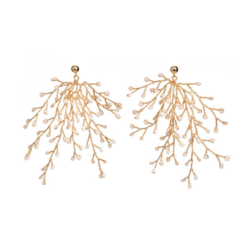 Soft Rime Bead-Embellished Branch Drop Earrings image